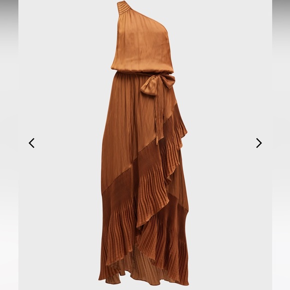 Ramy Brook Nadine Pleated Asymmetric Maxi Dress - Picture 1 of 7